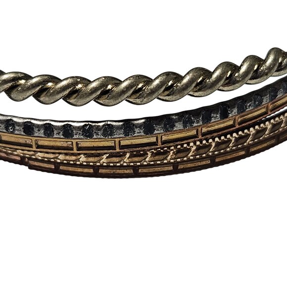 Vintage Mixed Metal Bangles Set Of 5 Retro Classic Fashion Jewelry 80s 90s - Picture 2 of 4